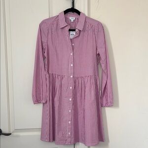 J Crew Pink Striped Button-Down Dress